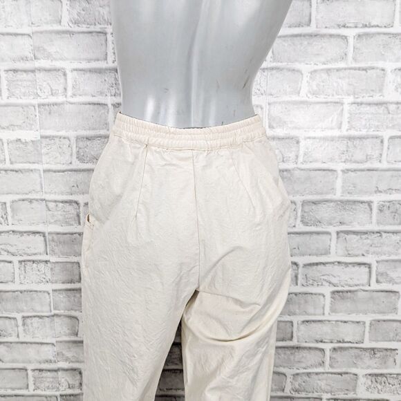 DJERF AVENUE Women's pleated wide leg High rise Pants in beige cotton size small - Picture 10 of 12